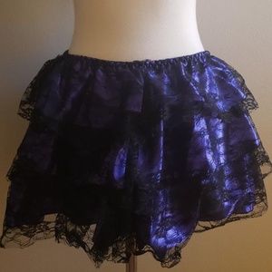 Daisy Corsets Purple Black Lace Ruffled Mini Skirt